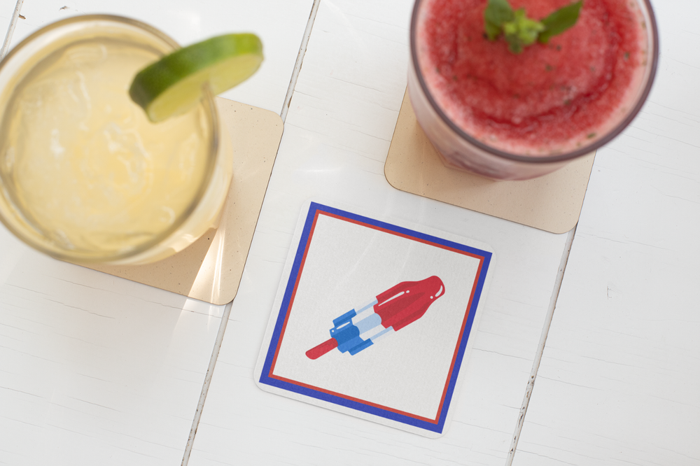 Rocket Pop Patriotic Corkwood Coaster Set