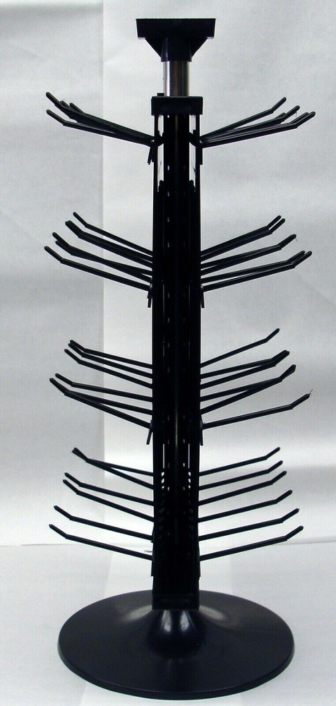 2 Sided Plastic Black Counter Top Peg Board Spinner Rack Display with Hooks