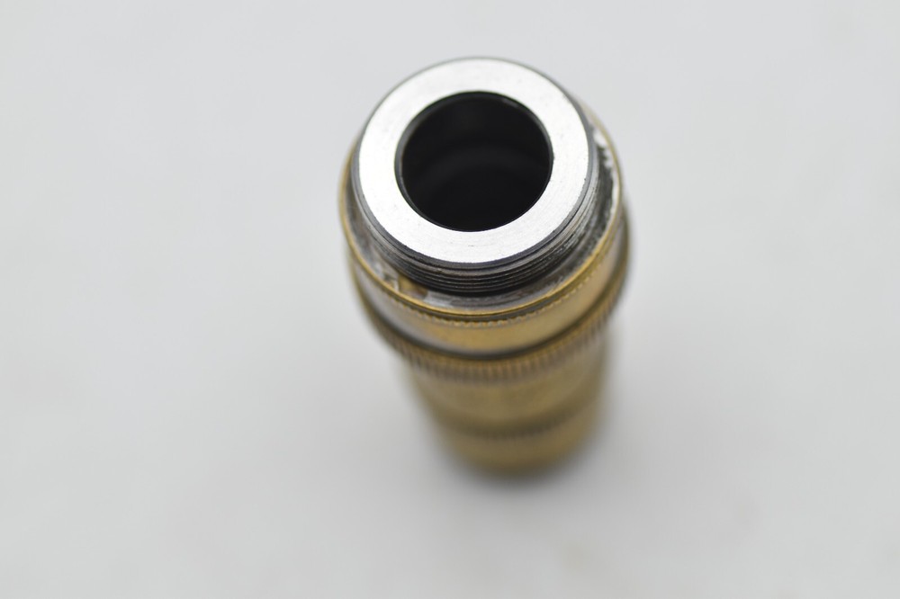 ANTIQUE BRASS MICROSCOPE OBJECTIVE ZEISS 10 AP O.25