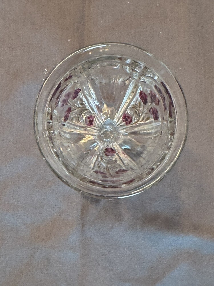 Antique EAPG Pattern Glass Cranberry Flowers 4.75"