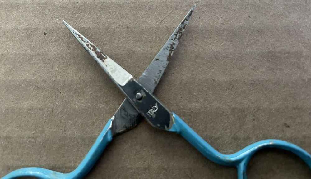 Vintage ITALY Light Blue Handled Sewing Scissors