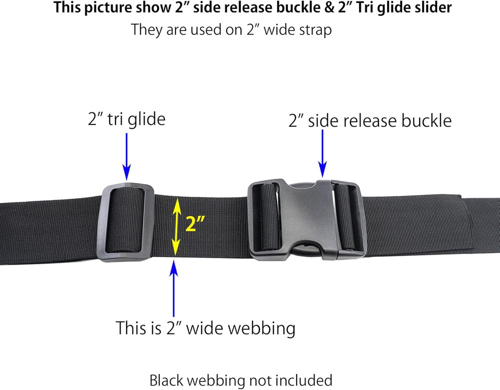 Heavy Duty Side Release Buckles with Plastic Tri Glide Slides