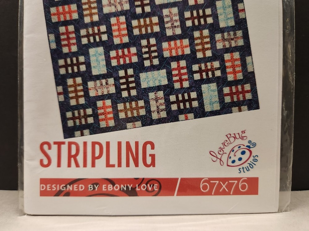 LOVE BUG Studio STRIPLING Pattern 67" x 76" Ebony Love Design Uncut NIP