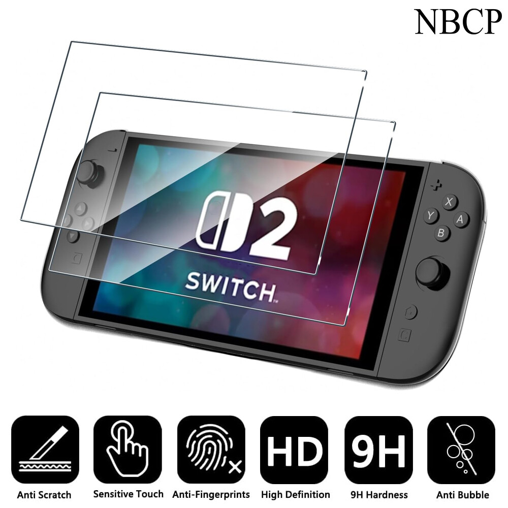 2Pcs Tempered Glass Screen Protector for Nintendo Switch 2 Full Coverage