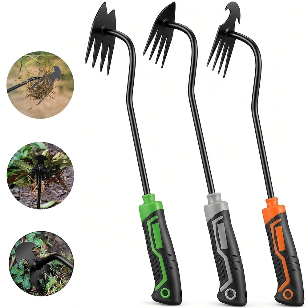 3Pcs Portable Garden Weeder Tool Set - Handheld Weed Pulling Tools for Gardening