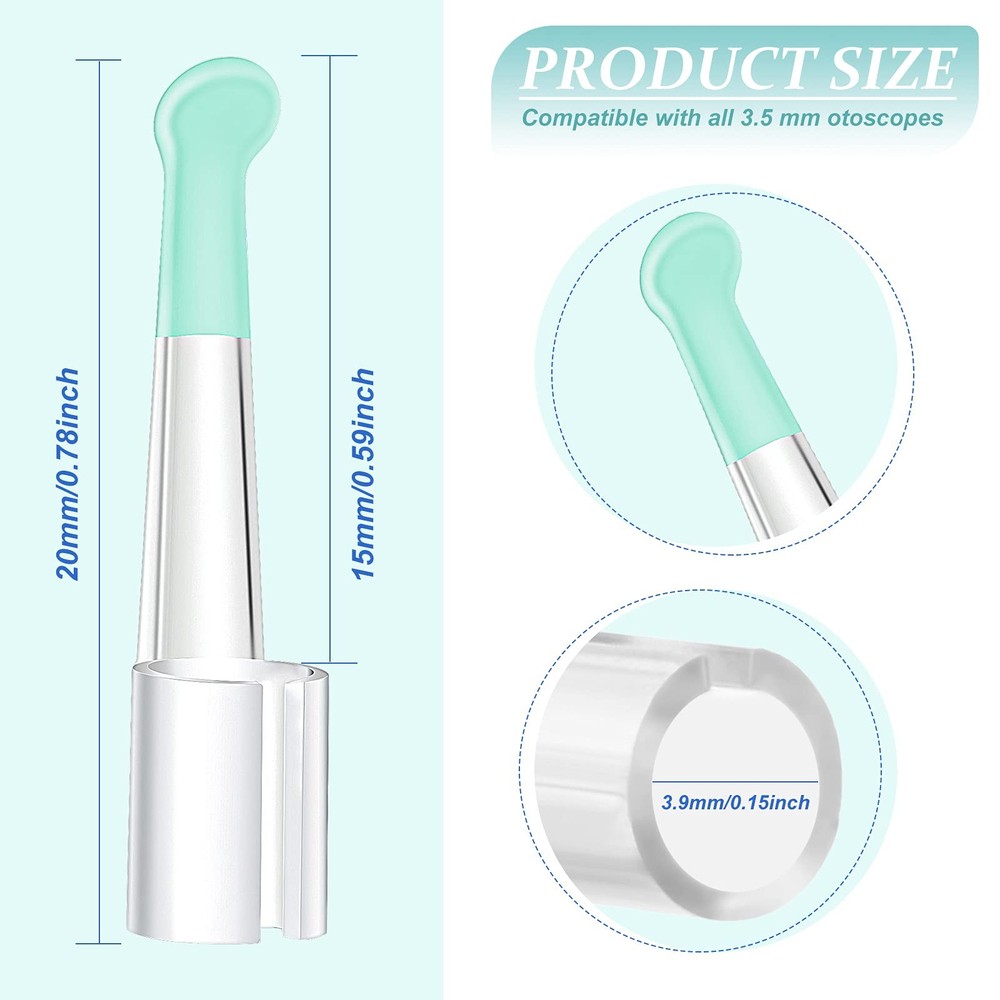 Nuanchu 16 Pcs Ear Spoon Tips Cleaner Replacement Long, Light Green