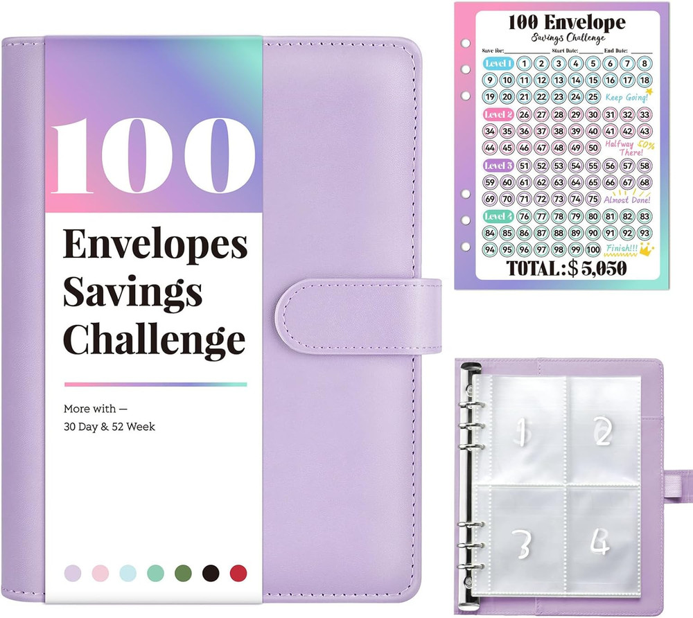 100 Envelopes Money Saving Challenge, Savings Challenges Book with Envelopes & C