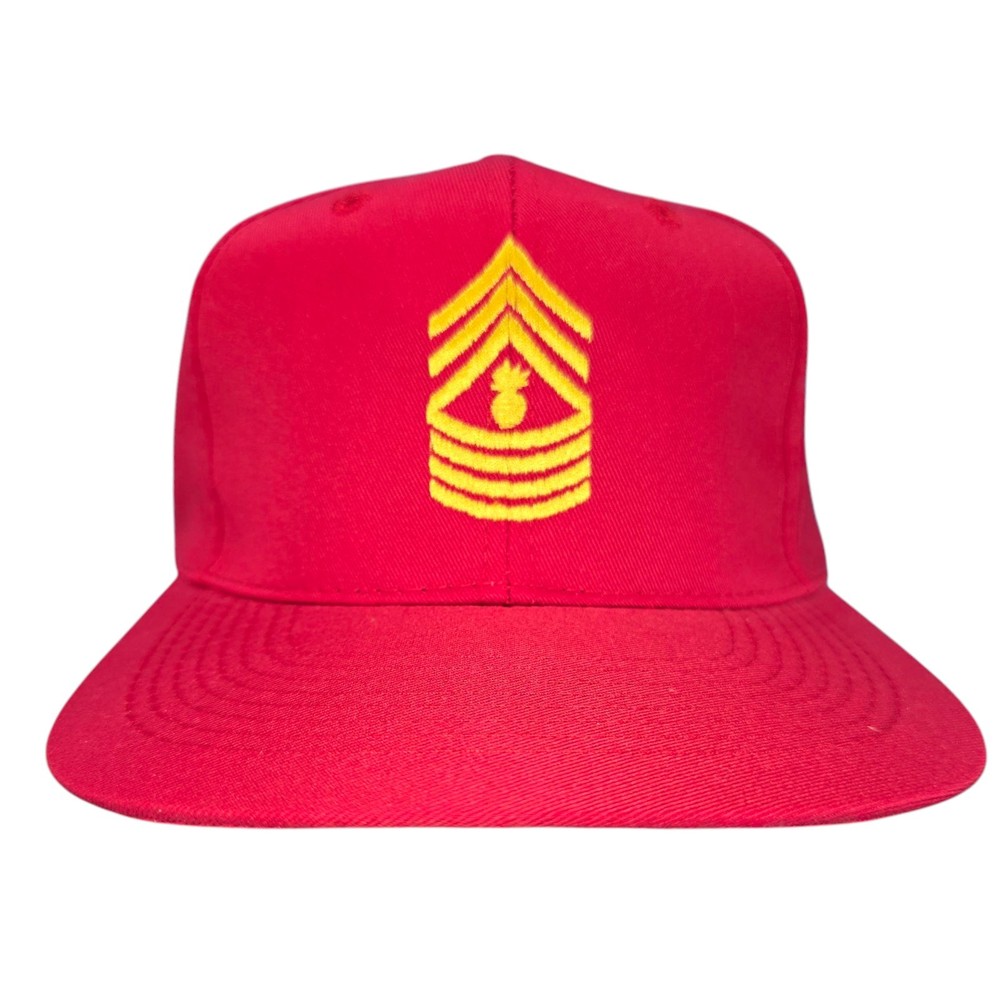 USMC Mastery Gunner Seargant Insignia Hat Cap Strapback Adjustable Red 6-panel