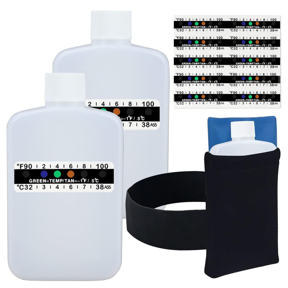 14 Pcs Urine Test Complete Kit Includes 2 White Portable Empty Bottles, Therm...