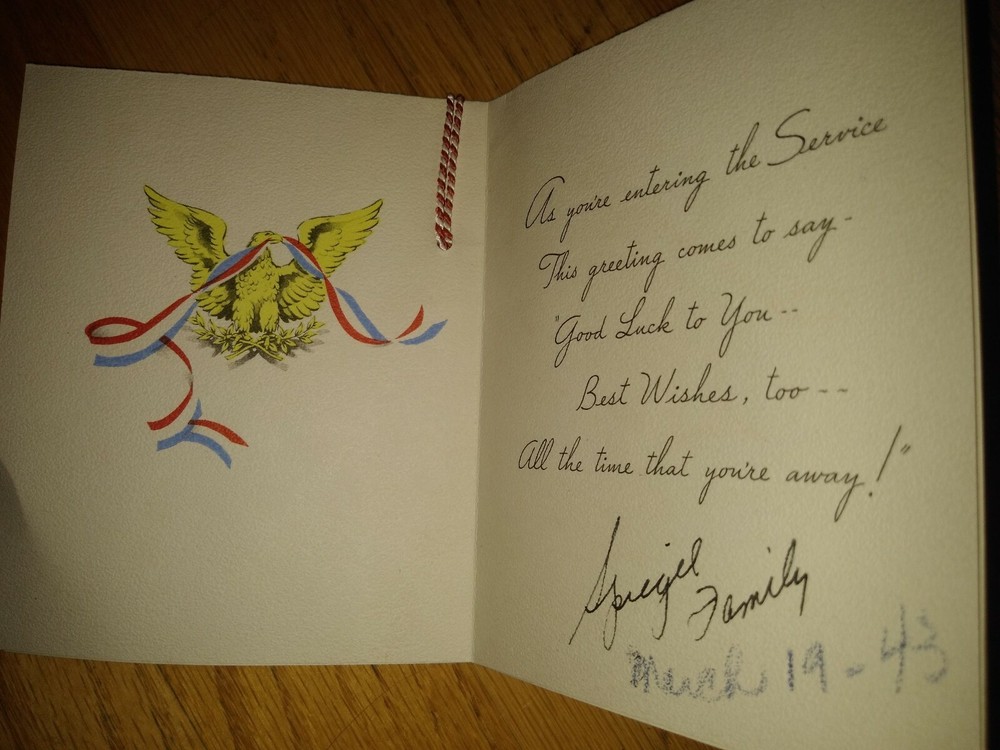 WWII ENTERING THE SERVICE CARD SOME WRITING