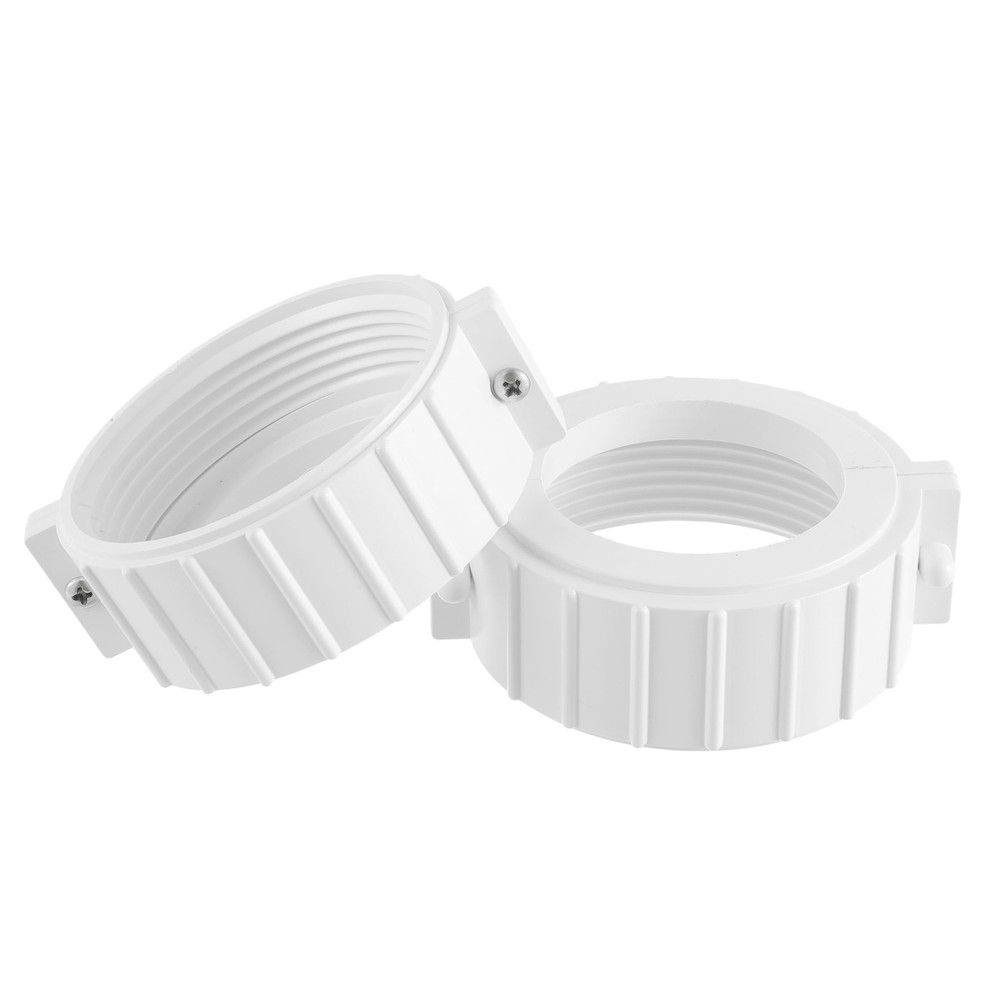 （White） 2PCS Pump Union Split Nut 2.5 inch diameter x 2 height, White