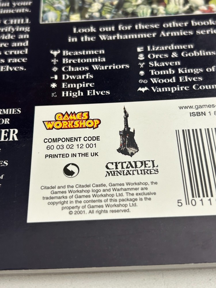 Warhammer Classic Dark Elves Elf Army Book Codex 2001 Excellent SC OOP