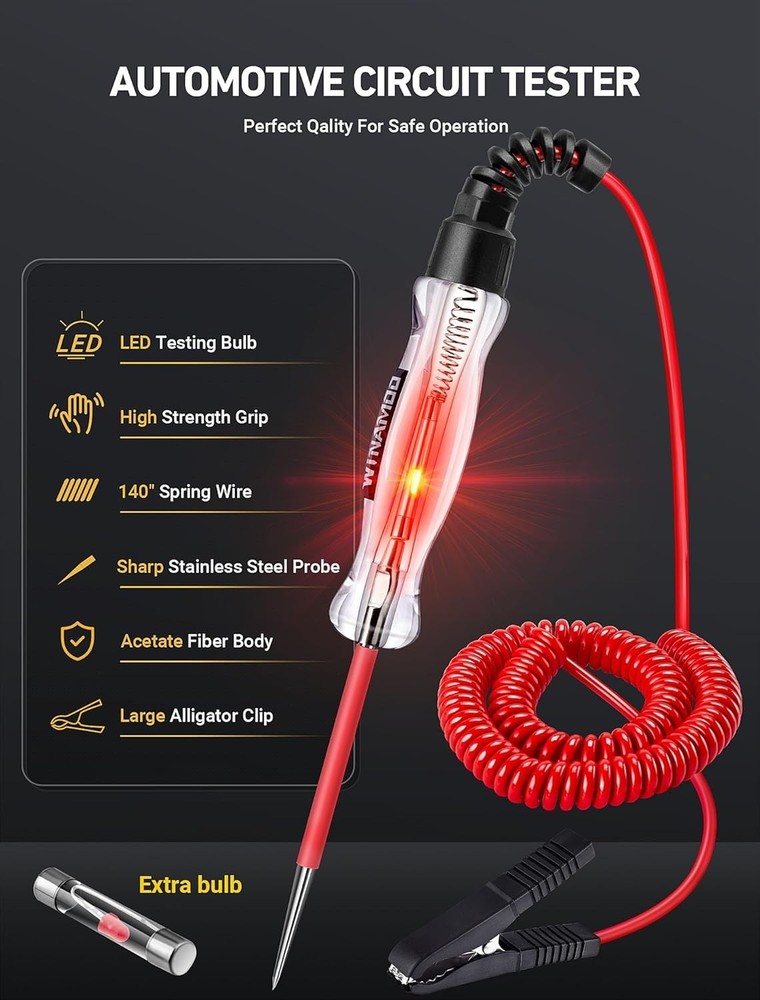 Versatile LED Electrical Tester for Automotive Circuits – 6-24V Testing Range