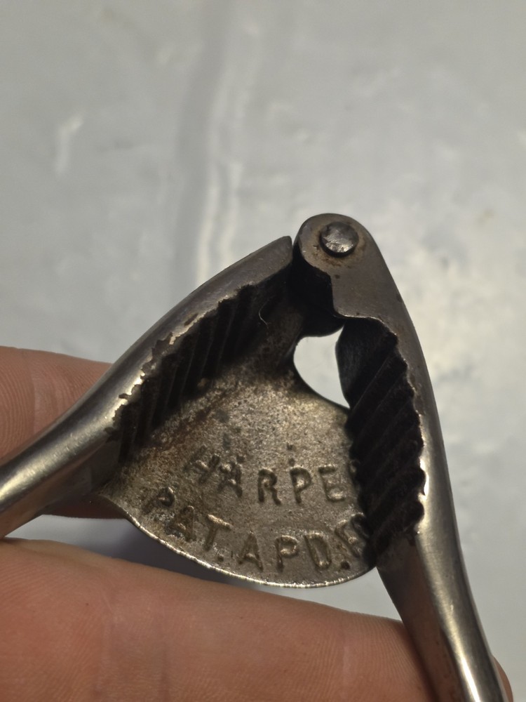 Vintage Cast Iron Nut Cracker Marked HARPER PAT Applied