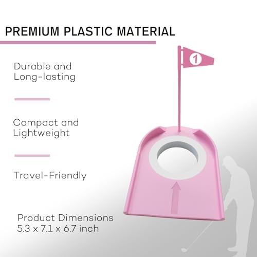 9 Pack Golf Putting Cups with Flags, Plastic Golf Training Aids with Golf Pink