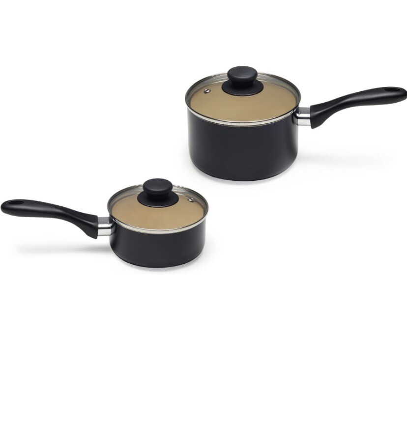 Amazon Basics 11-Piece Pots and Pans Ceramic Cookware Nonstick Set - Black/Cream
