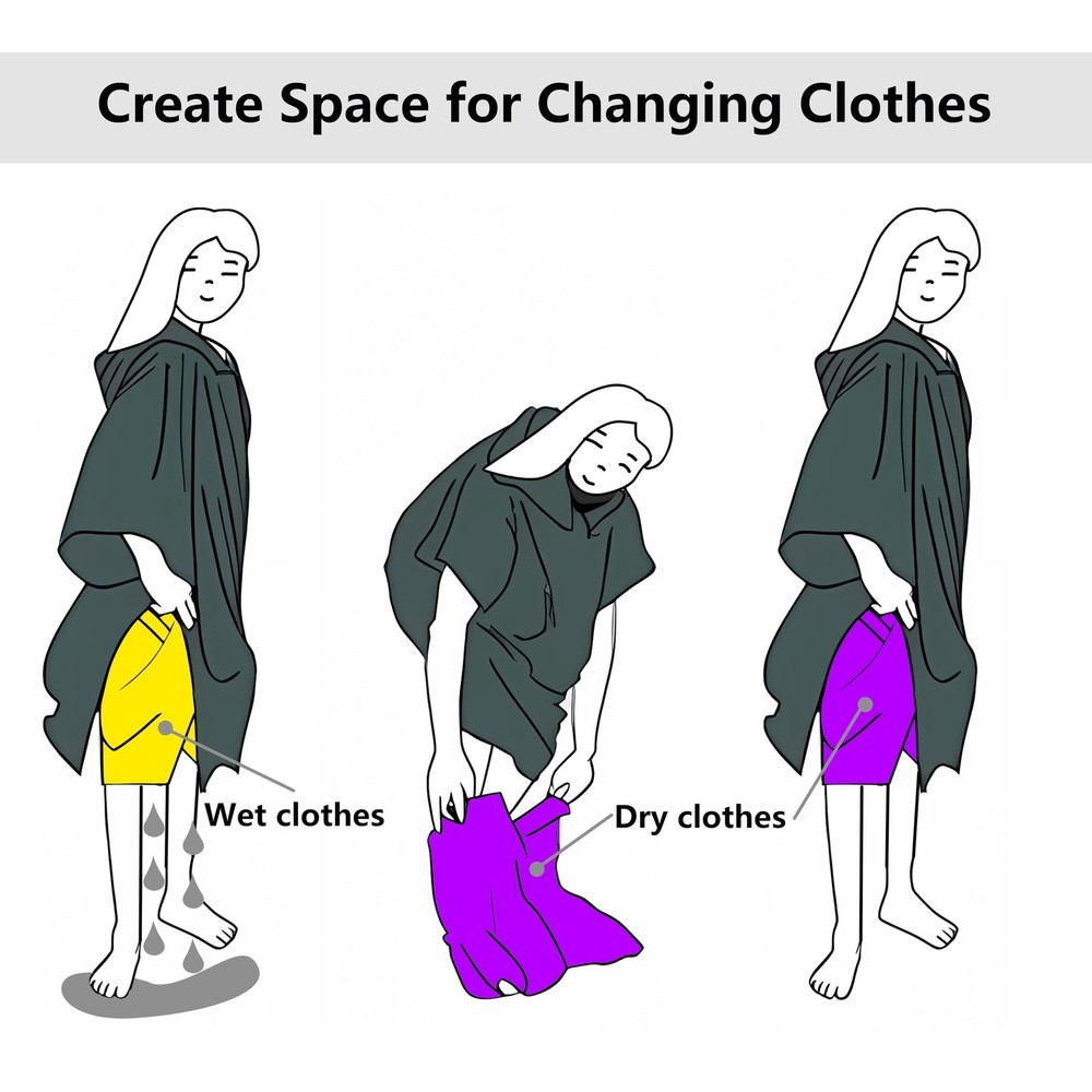 Double-sided Microfiber with pockets Quick-drying changing Towel for women an...