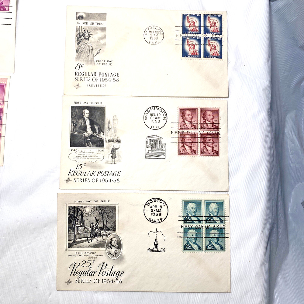1958 Art Craft First Day Issue Regular Postage Stamp Lot 3 Cachets