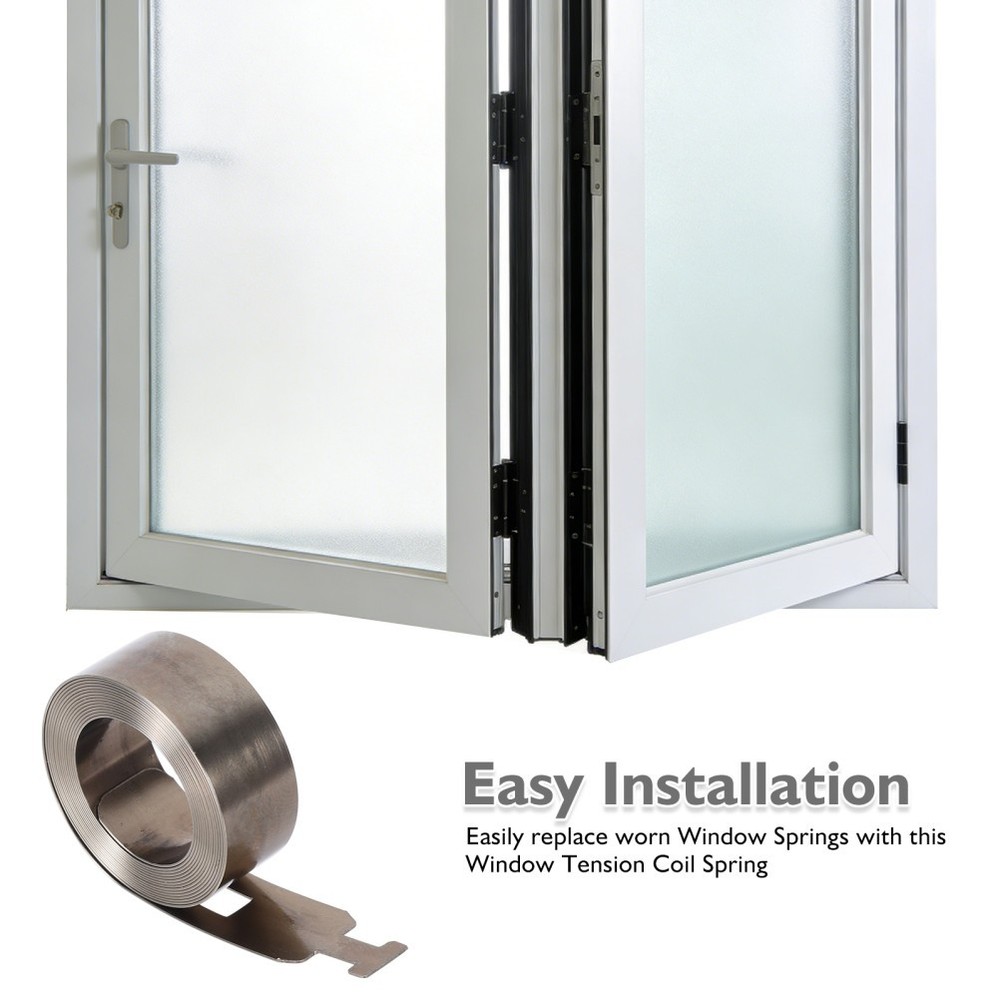 2pcs Window Coil Spring Flat Tension Spring Hardware 47x0.5" for Folding Window