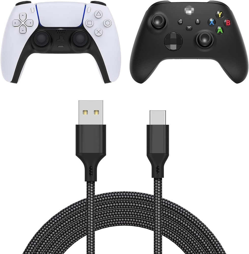 16.4FT USB Type C Charging Cable for PS5/Xbox Series Controllers - Nylon Braided