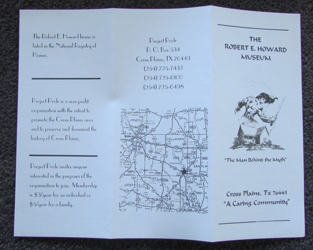 ROBERT E HOWARD MUSEUM BROCHURE MAN BEHIND THE MYTH