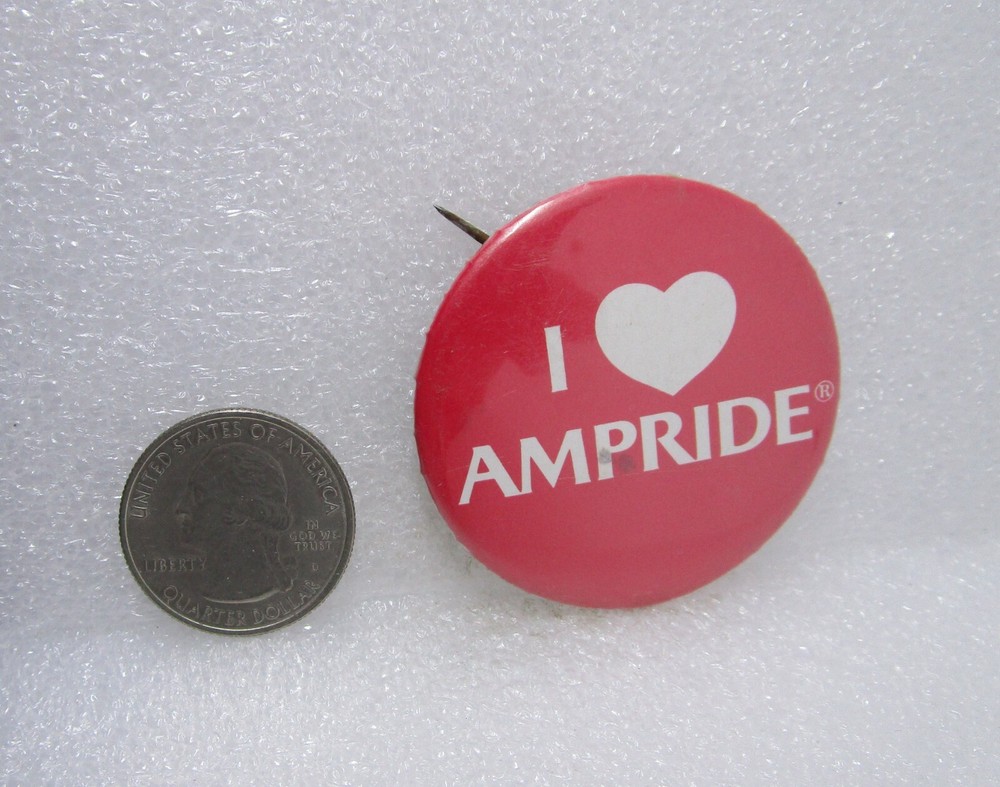 I Love Ampride Button Pin
