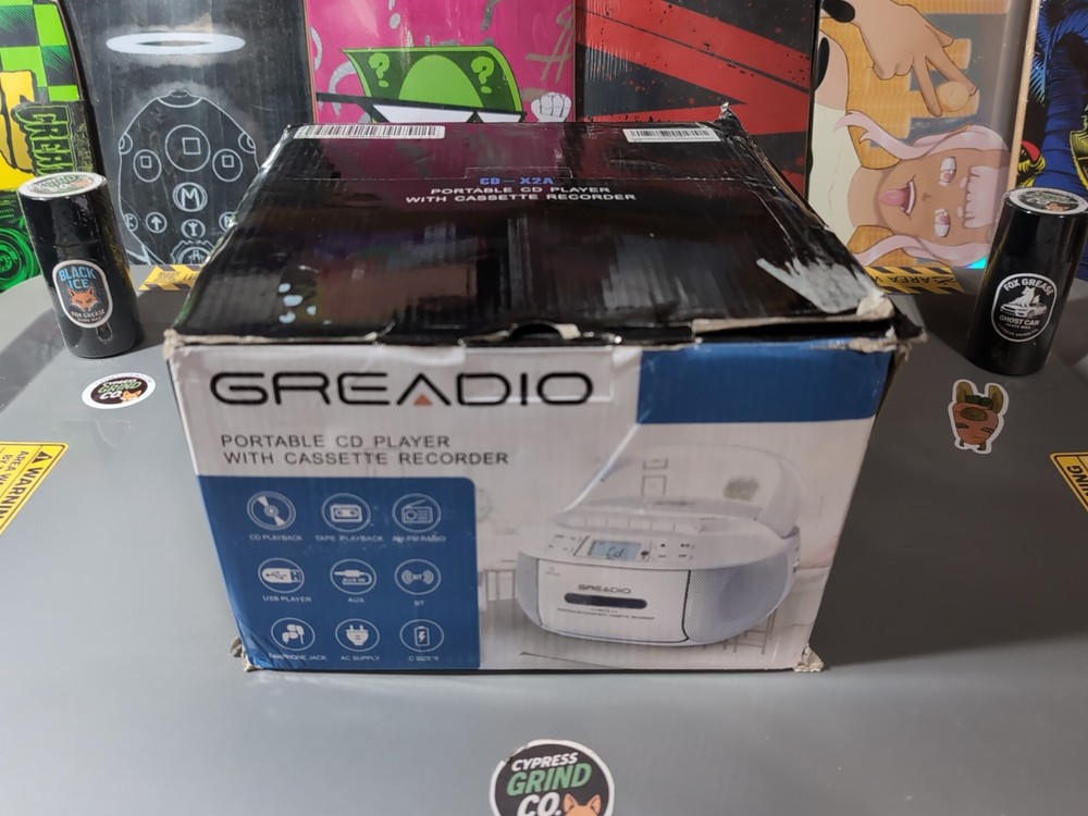 Greadio CD Cassette Boombox Bluetooth AM/FM USB Remote