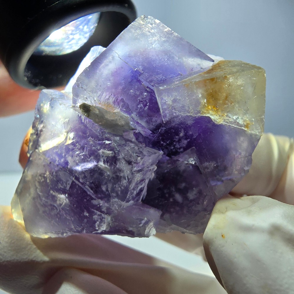 Phantom Fluorite Cube Specimen, purple white Okorusu, Namibia 45*37*26mm
