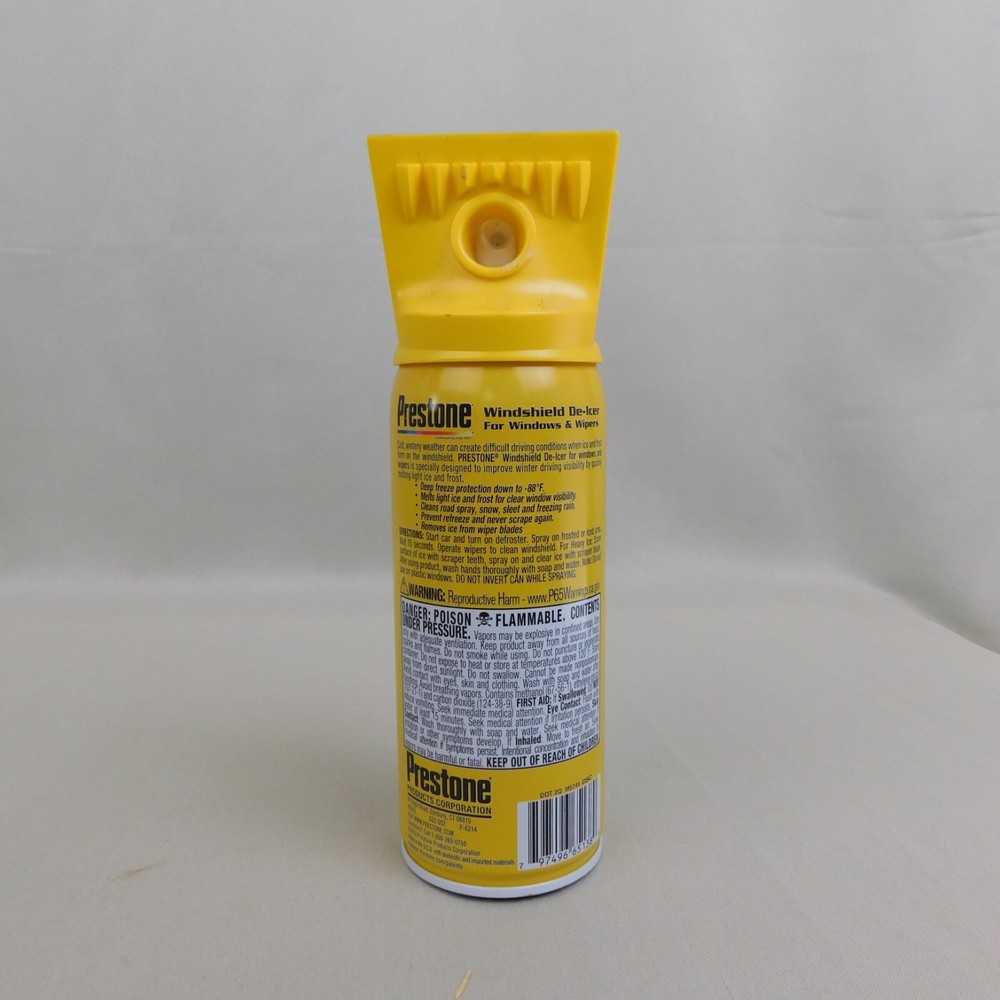 3-Pack Lot Prestone Windshield De-Icer 11oz Cans with Ice Scraper Tops #3146