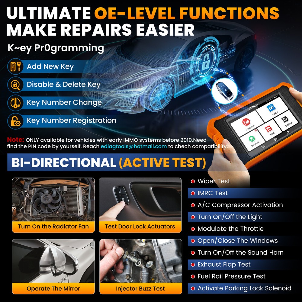 For Honda Acura LAUNCH Creader Elite V2.0 OBD2 Scanner Code Reader Lifetime Free