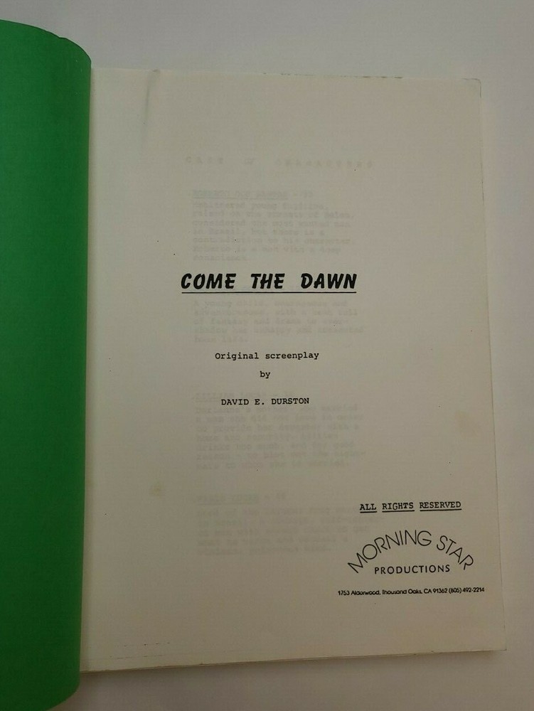 COME THE DAWN / David E. Durston 1980's Unproduced Movie Script Screenplay