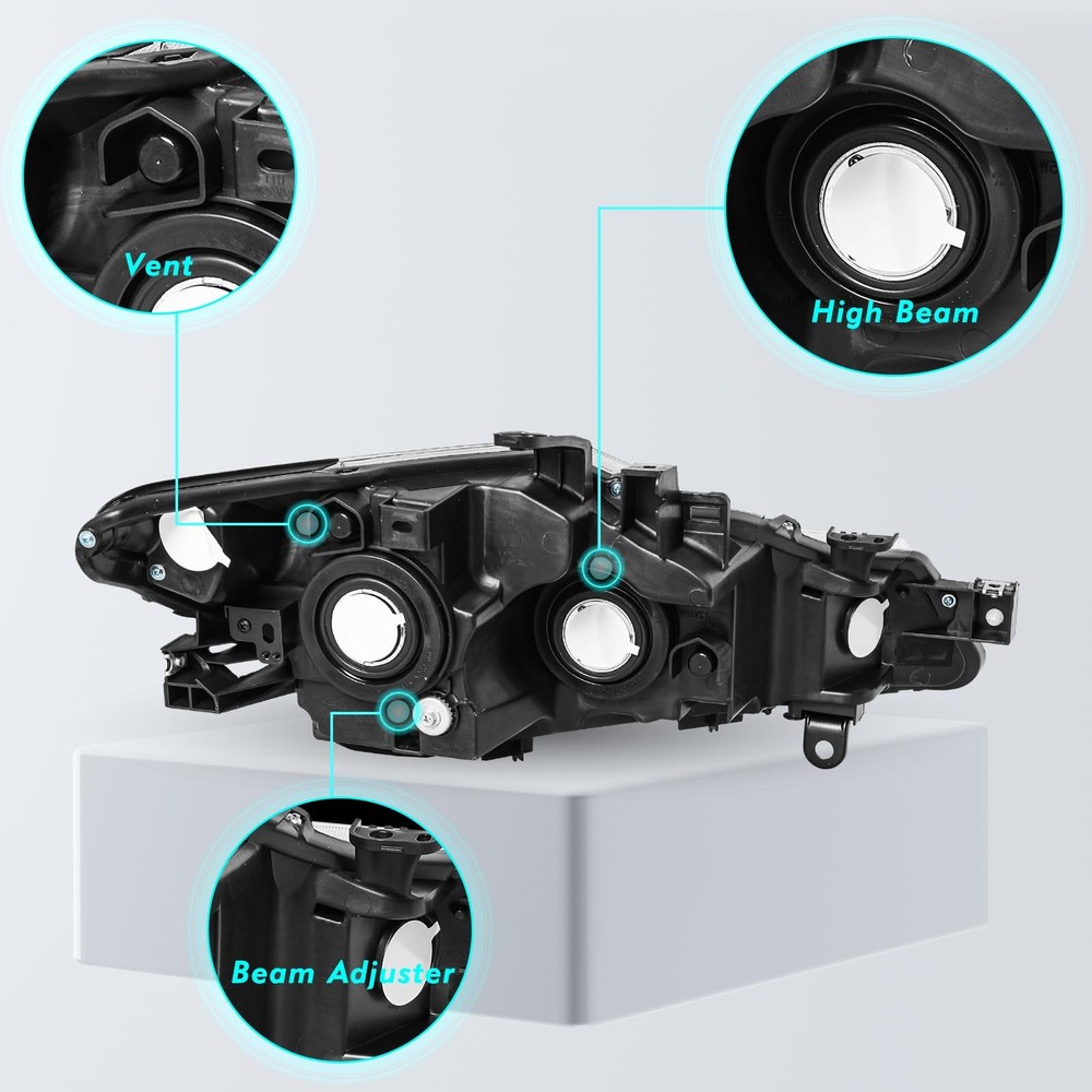 2009-2014 Murano Black Halogen Projector Headlight Assembly LH RH