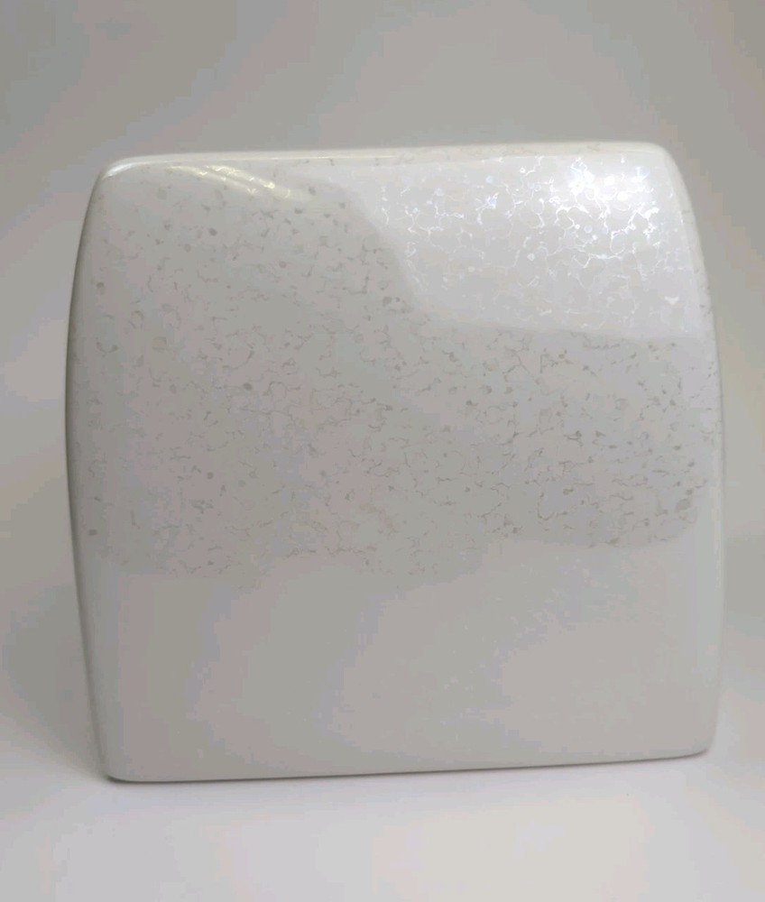 Tissue Box Cover Ceramic Pearlized Purple Luster Flower Cube Box EUC