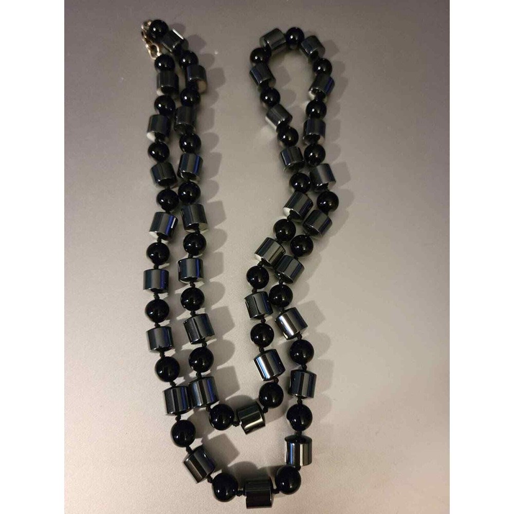 Sterling Silver Hermatite Bead Necklace & Dangle Earrings