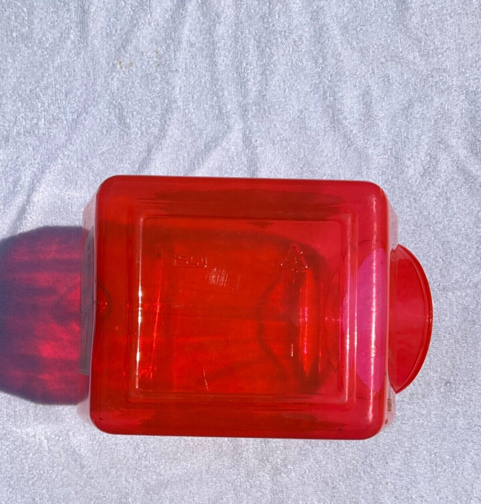 Vintage Ferrara Pan Atomic Fire Ball Candy Jar, Red Plastic Container, Canister
