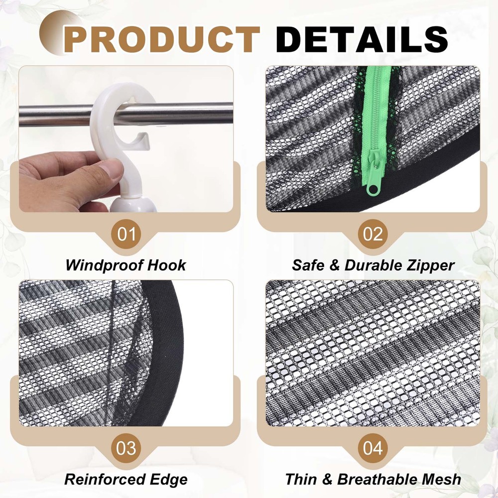 Herb Drying Rack, 24" 2-Layer Hanging Drying Mesh Net, Black