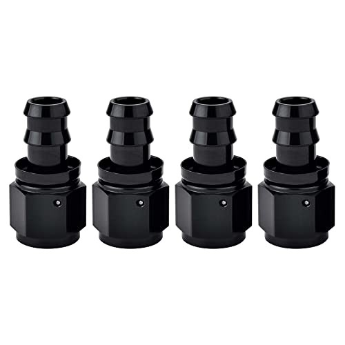 Push Lock Hose Fitting End Black 4PCS 8AN Straight