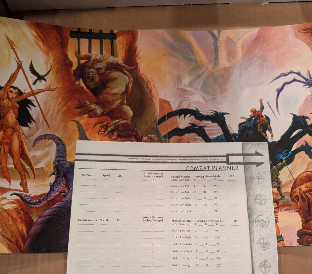Dungeon Master's Screen & Combat Planner Dungeons & Dragons D and D 3E Nice!