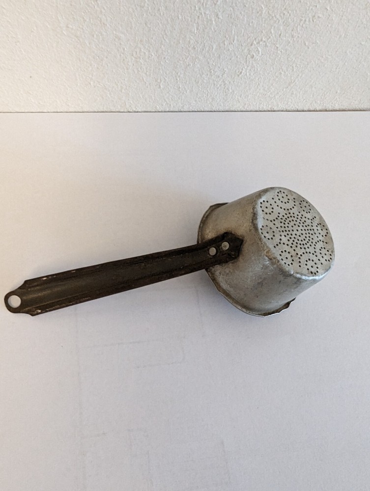 Old Aluminum 7" Tea Strainer w/ rusty handle USED Decor