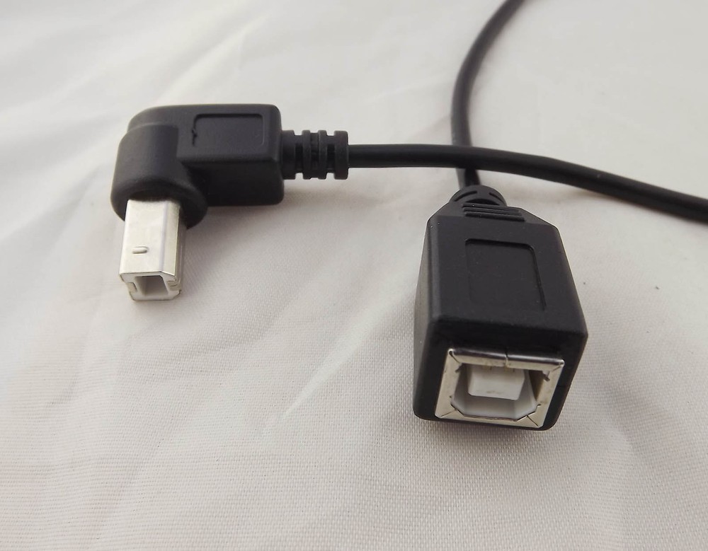 USB 2.0 B Female To Down Angle USB B Male Printer Short Data Cable Adapter 1ft