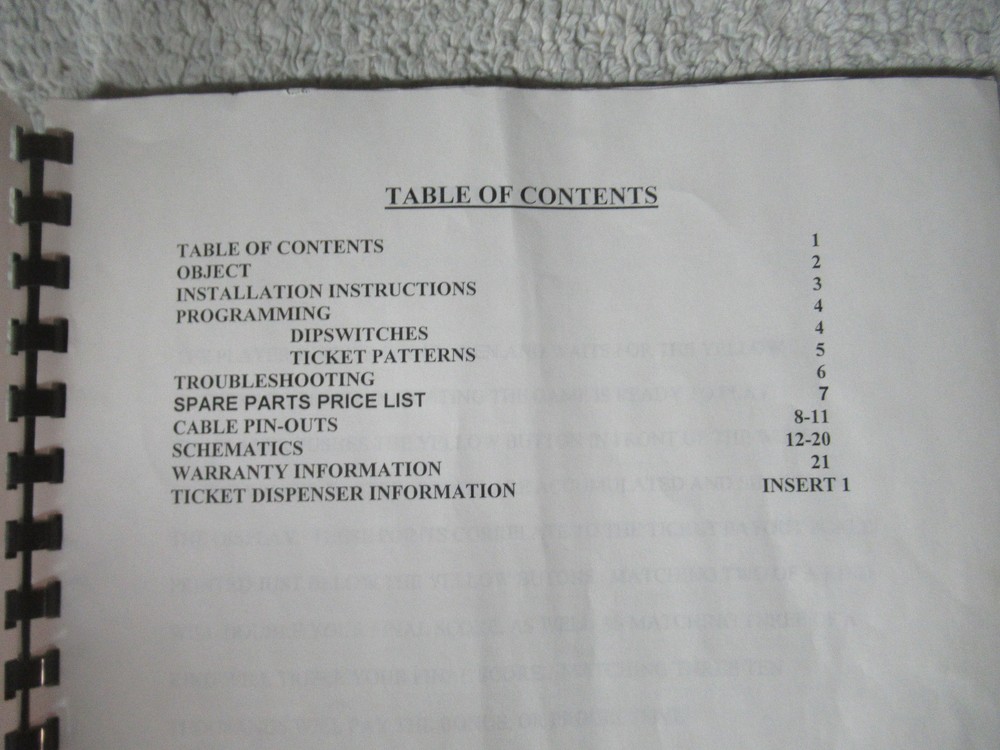 SPIN DOCTOR BAY TEK arcade game manual