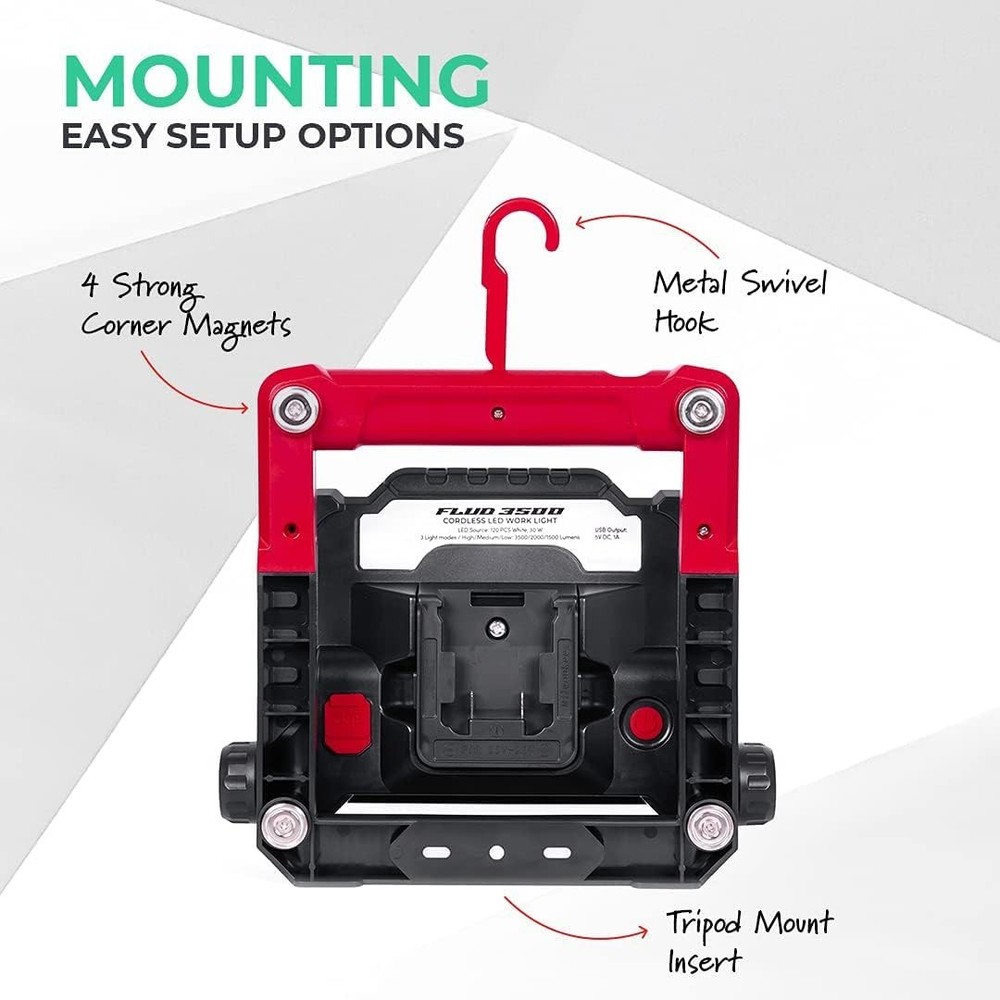 Master Tailgaters LED Work Flood Light Compatible for Universal Battery