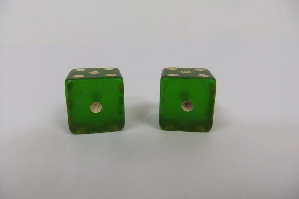 Green Translucent Bakelite Cheater Dice 9/16”