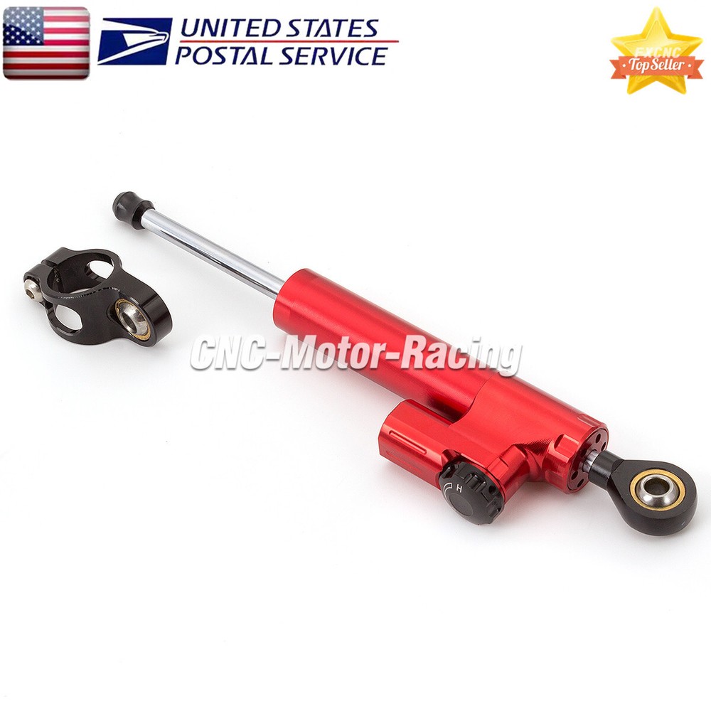 Adjustable CNC Steering Damper Stabilizer Linear Shock Aluminum Motorcycle Red