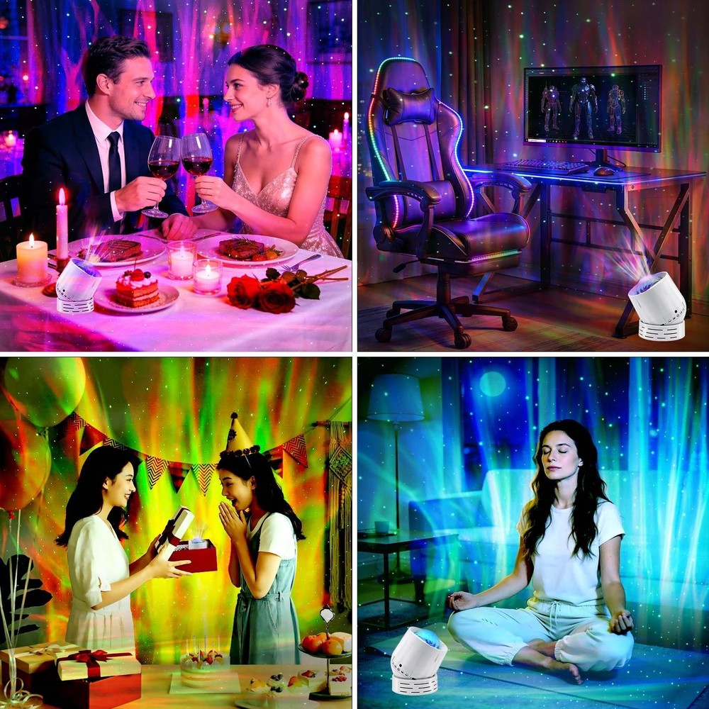 Northern Lights Projector Galaxy Projector,with Bluetooth Speaker and White N...