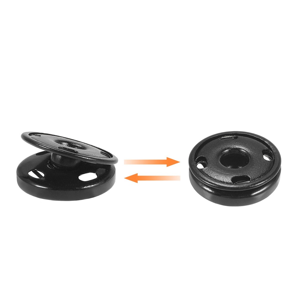 Snap Buttons, 15mm Copper Sew-on Press Button Fastener Black 40 Sets