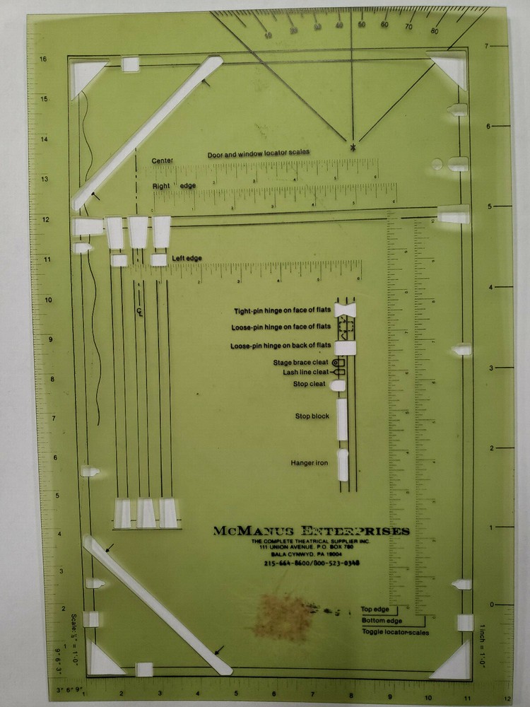 Stage scenery Drafting Template  old style before cad  section view  scale 1"