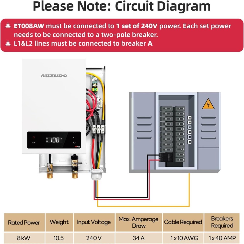 8000W Tankless Water Heater Electric 240V On Demand Instant Endless Water Heater