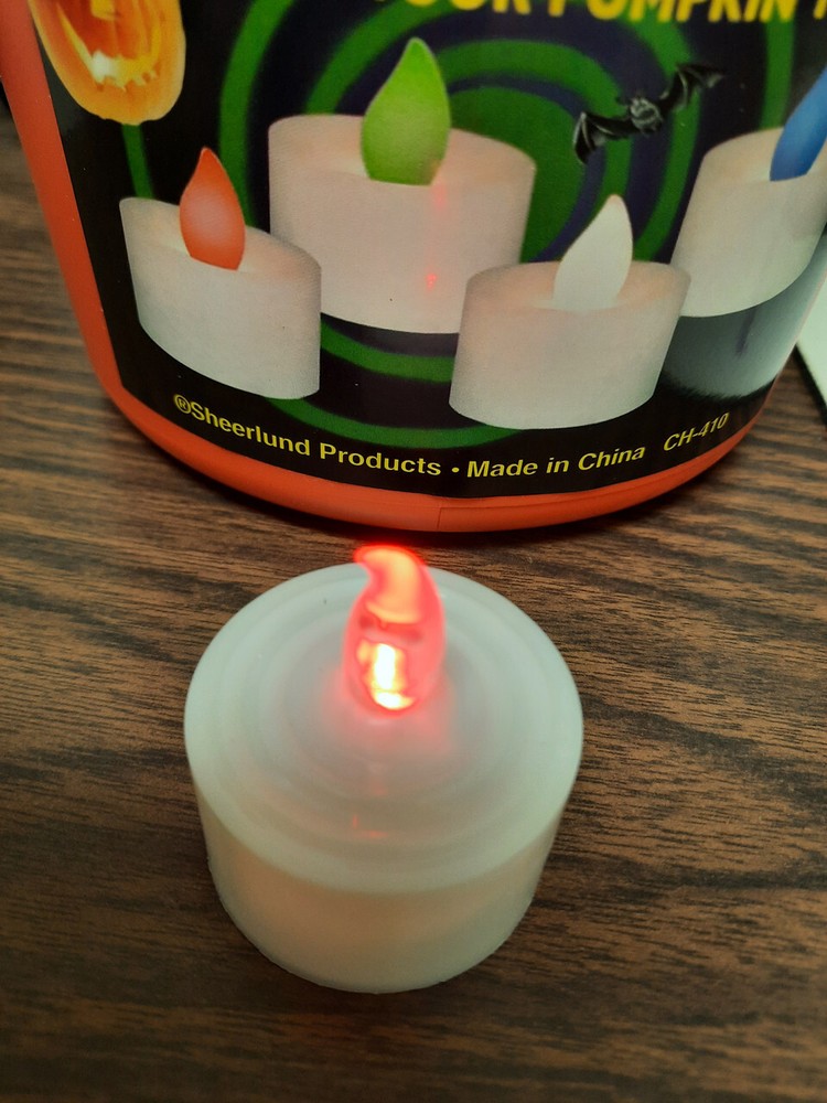 LED Color Changing Pumpkin Magic Tea Light red green blue clear