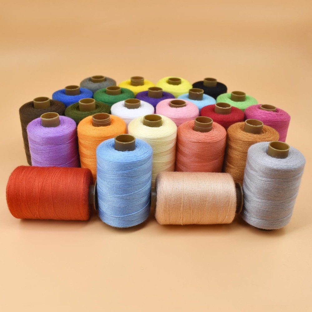 24Pcs Sewing Thread Spools Set 1000 Yards Per Spool Mixed Cotton Threads for ...